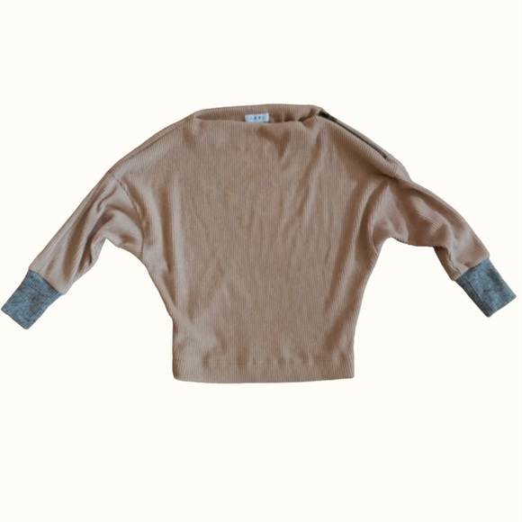 THML Pink Ribbed Sweater Blouse Long Sleeve Grey Cuffs Zip Detail Top Women’s S - Picture 4 of 5